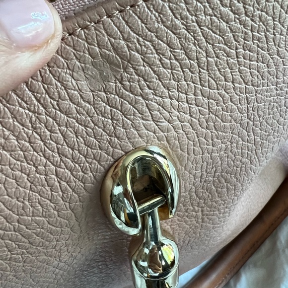 Genuine Leather Valentina Shoulder Cross-Body Bag - Pink and Tan - Picture 14 of 15